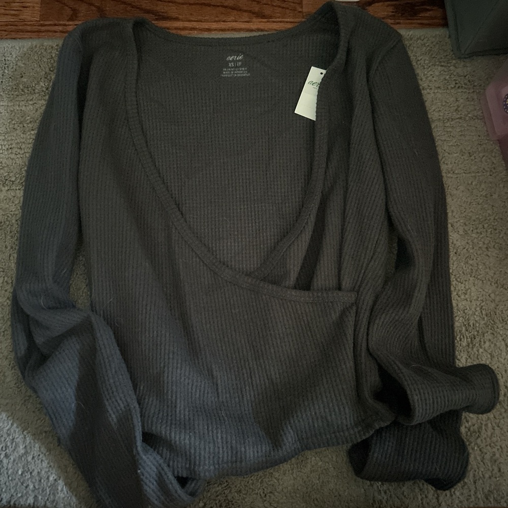 Aerie Charcoal Ribbed Bodysuit